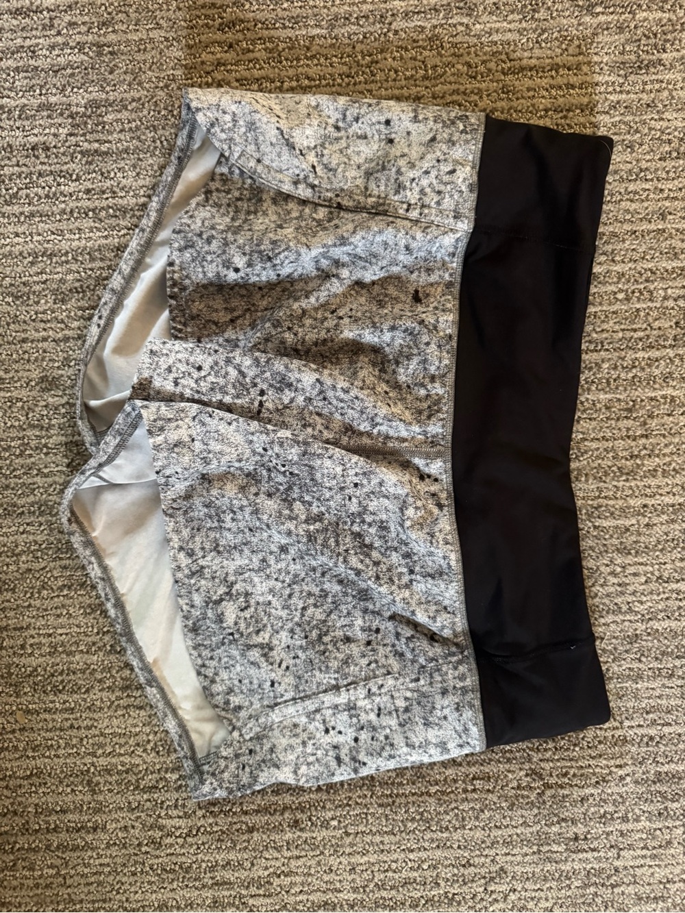 Gray Marled Athletic Shorts with Black Waistband